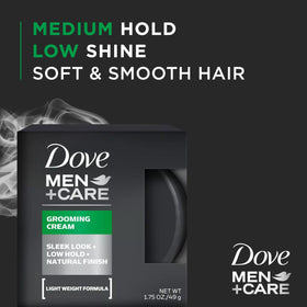 Dove Men+Care cream on fingers ready to apply for effortless styling control