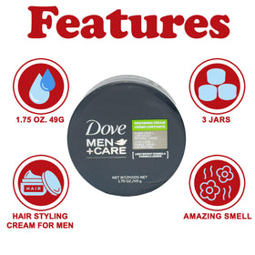 Dove Men+Care open jar showing creamy lightweight texture and easy spread
