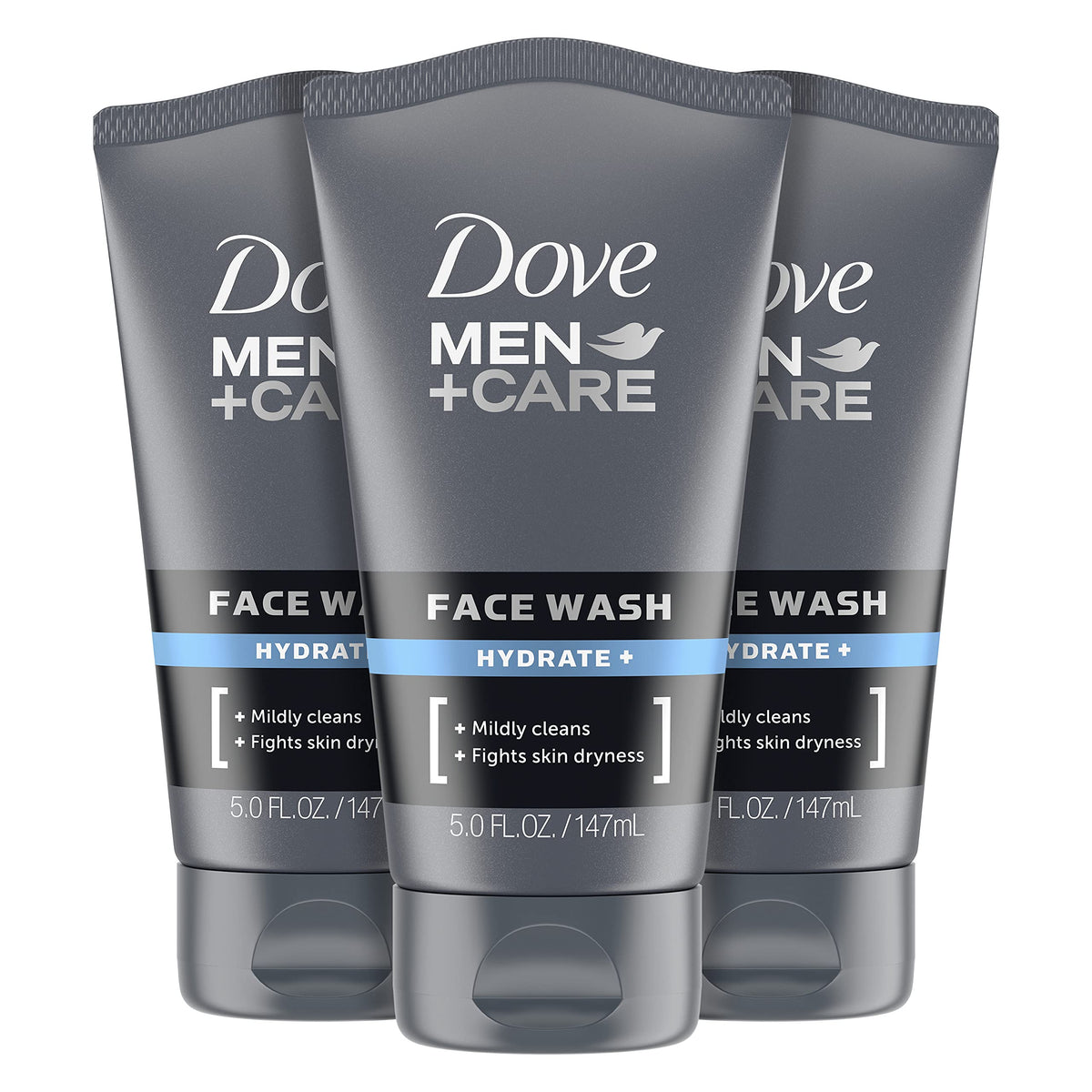 DOVE MEN + CARE front packaging showing Hydrate+ benefits