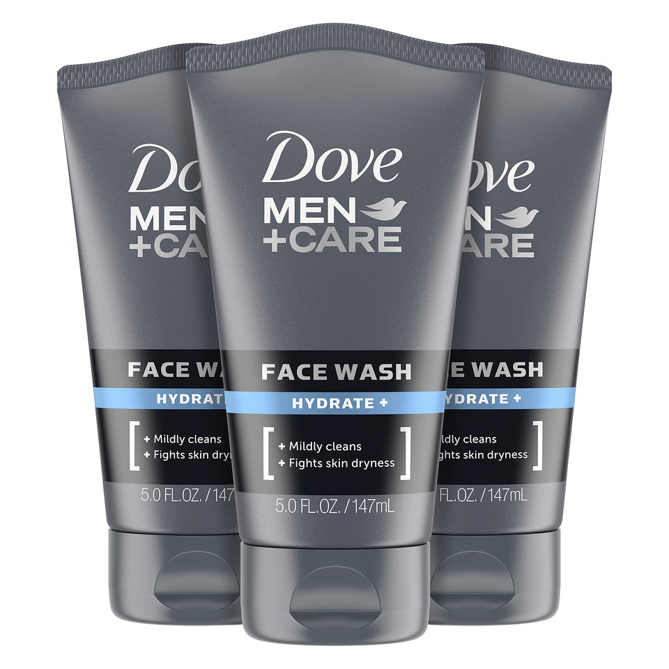 DOVE MEN + CARE front packaging showing Hydrate+ benefits