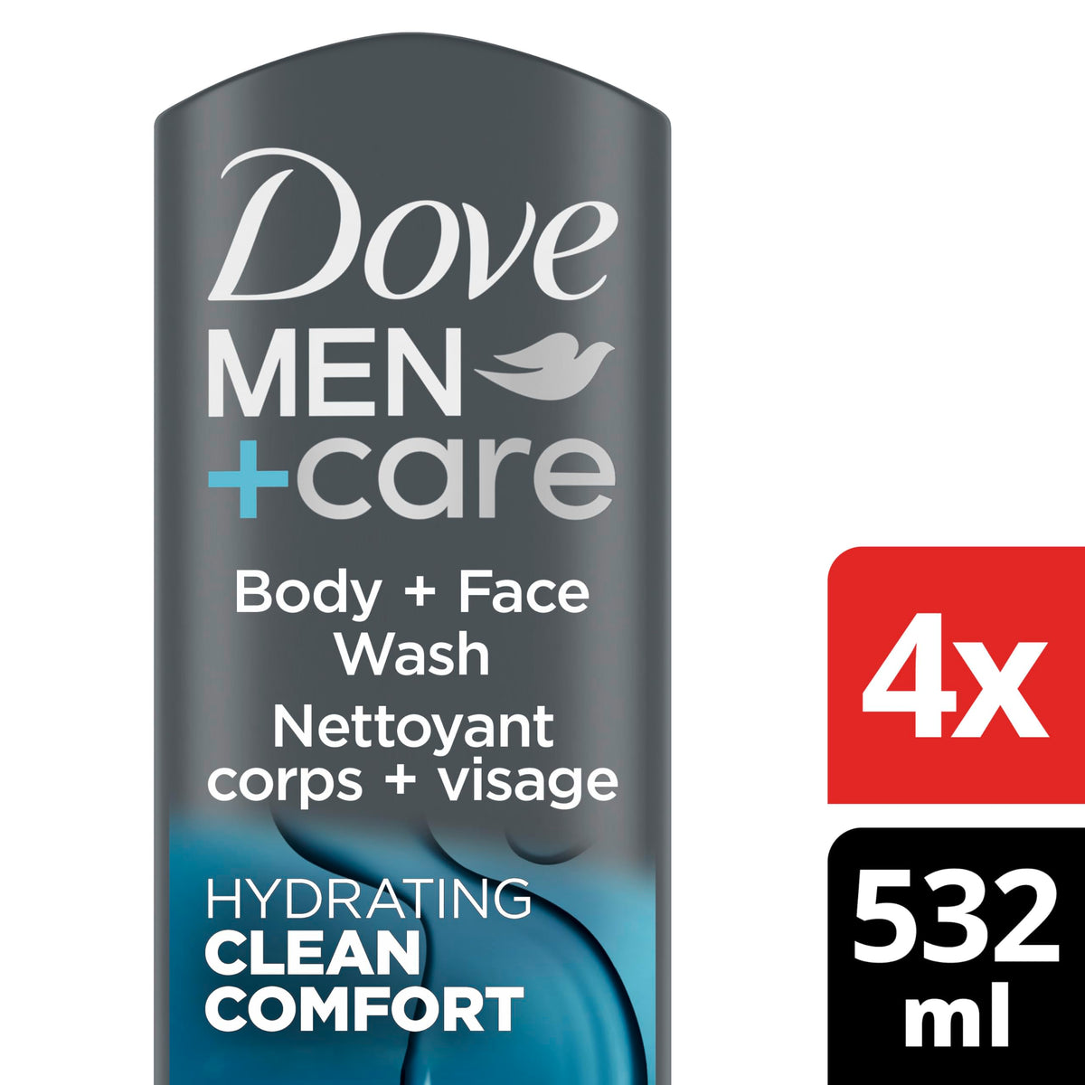 Dove Men+Care label and pump detail highlighting MicroMoisture technology