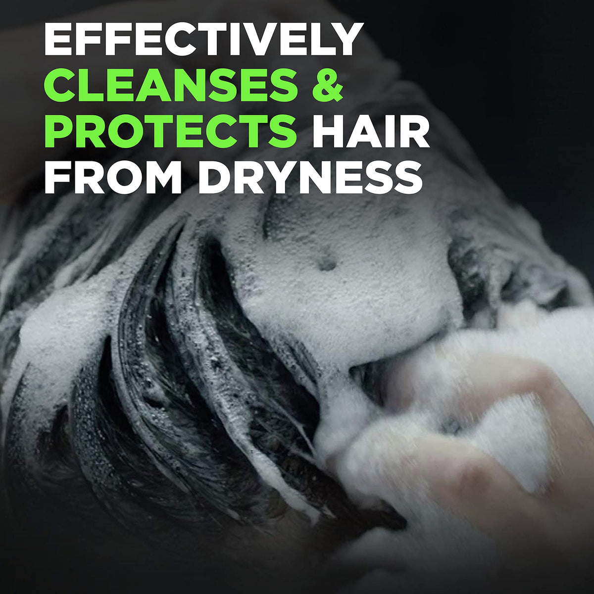 Dove Men+Care 2-in-1 shampoo close-up lather showing stronger hair