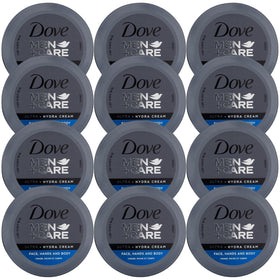 Dove Men+Care front packaging showing travel-size jar and brand convenience