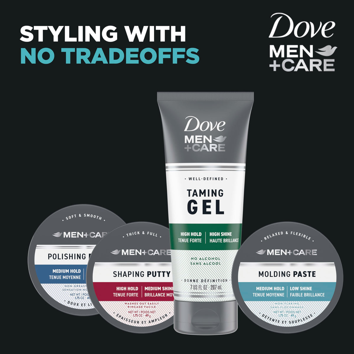 Dove Men+Care before and after textured hairstyle showing natural matte benefit