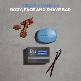 Dove Men+Care close-up of bar texture highlighting creamy lather and hydration benefit
