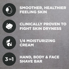 Dove Men+Care used in shower with rich lather showing gentle cleanse benefit