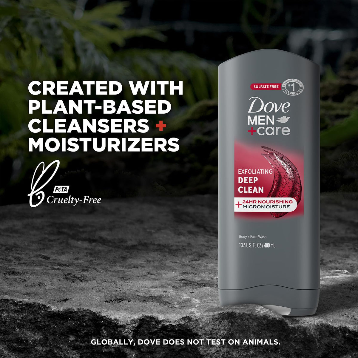 Dove Men+Care open cap with product dispensed showing controlled application benefit