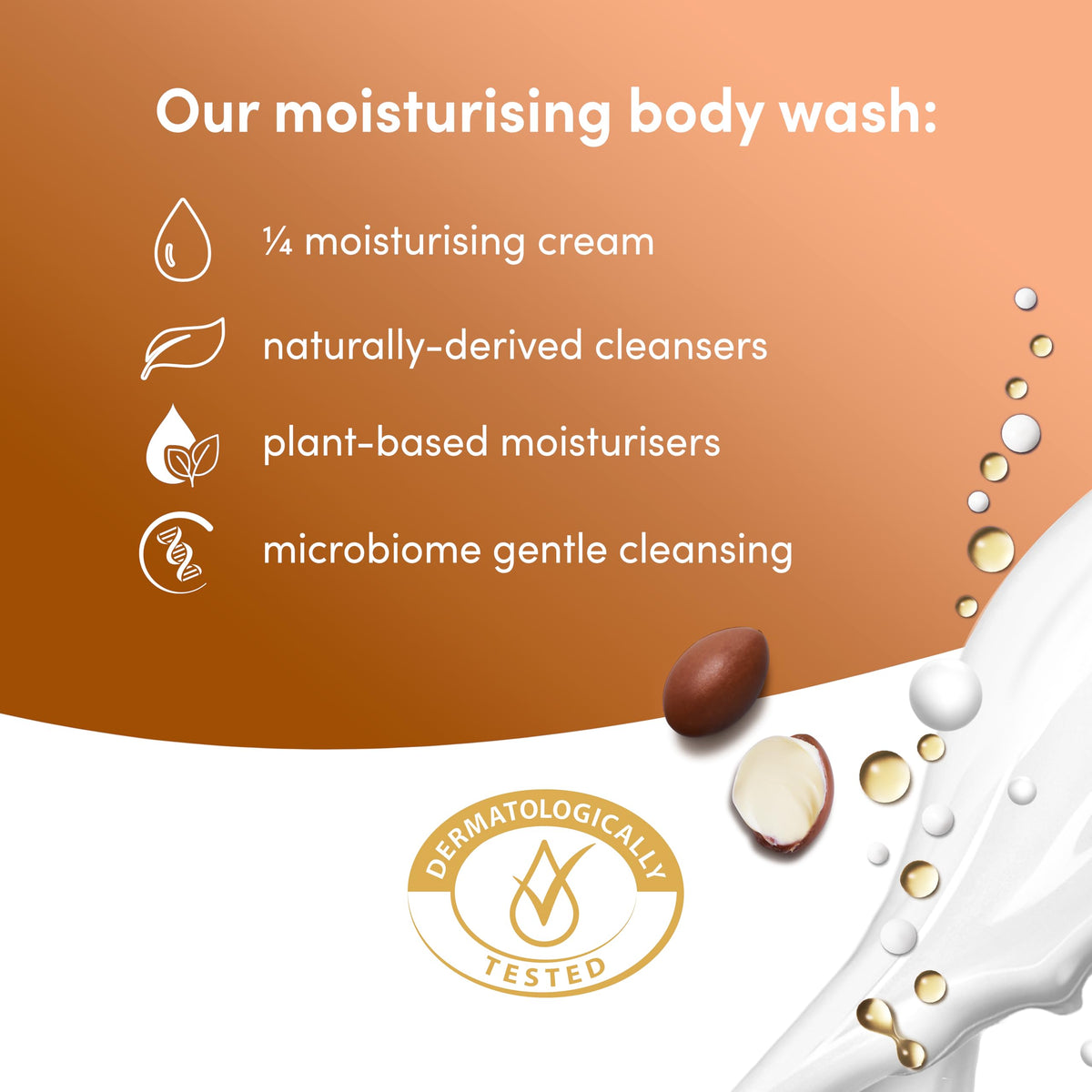 Dove pouring foam from open cap showing smooth lather and gentle cleanse