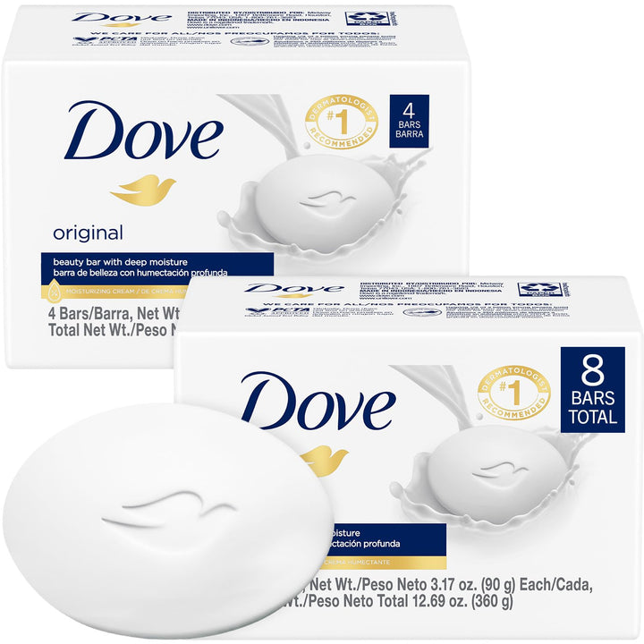 Dove front packaging showing eight bars and convenient pack