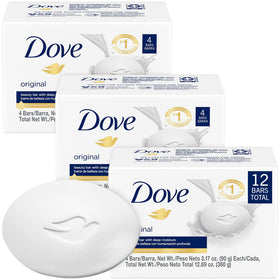 Dove Original beauty bar front packaging showing brand and quantity benefits