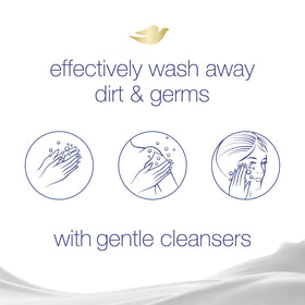 Close-up of Dove label showing scent and moisturizing benefits clearly