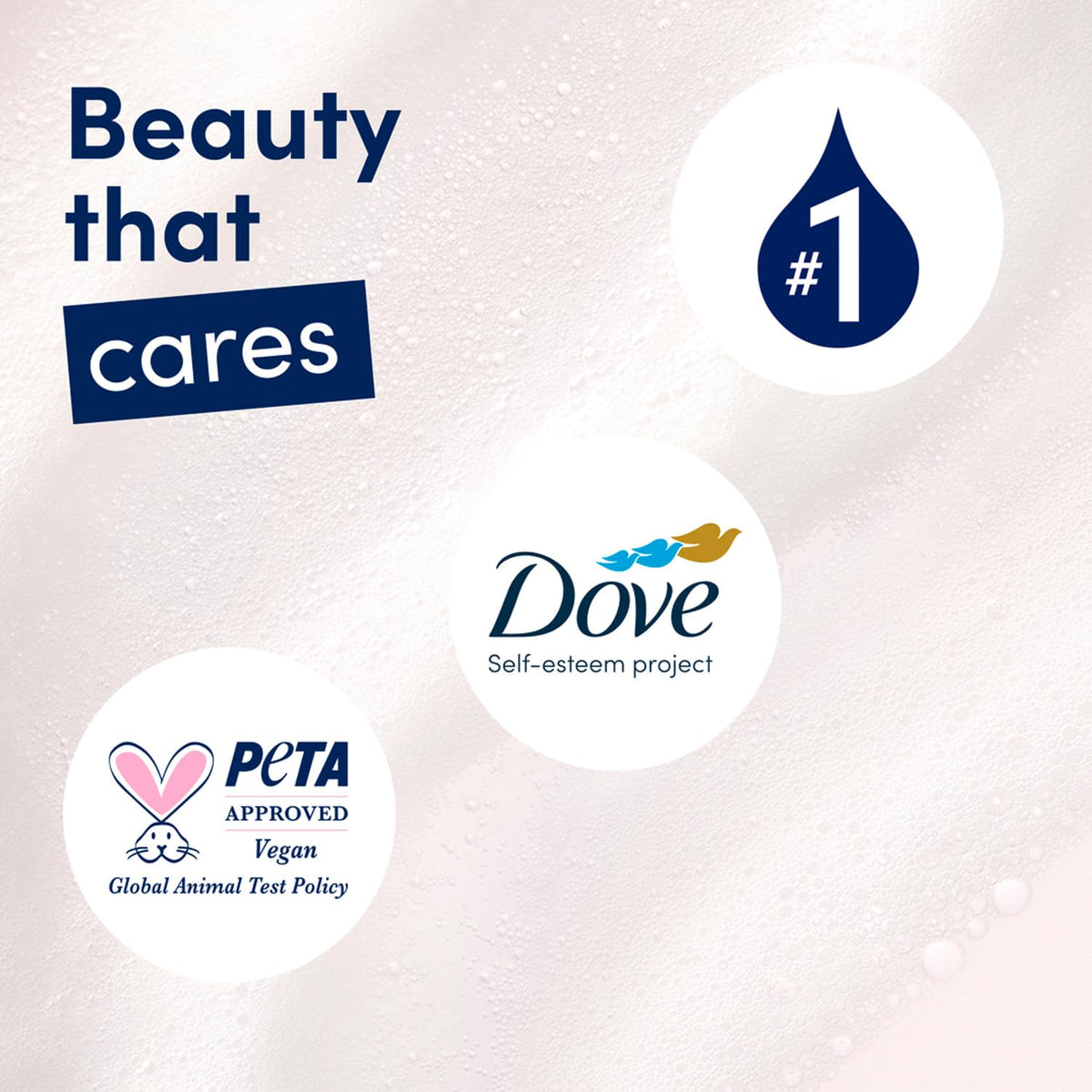 Dove package with PETA cruelty-free badge highlighting ethical sourcing