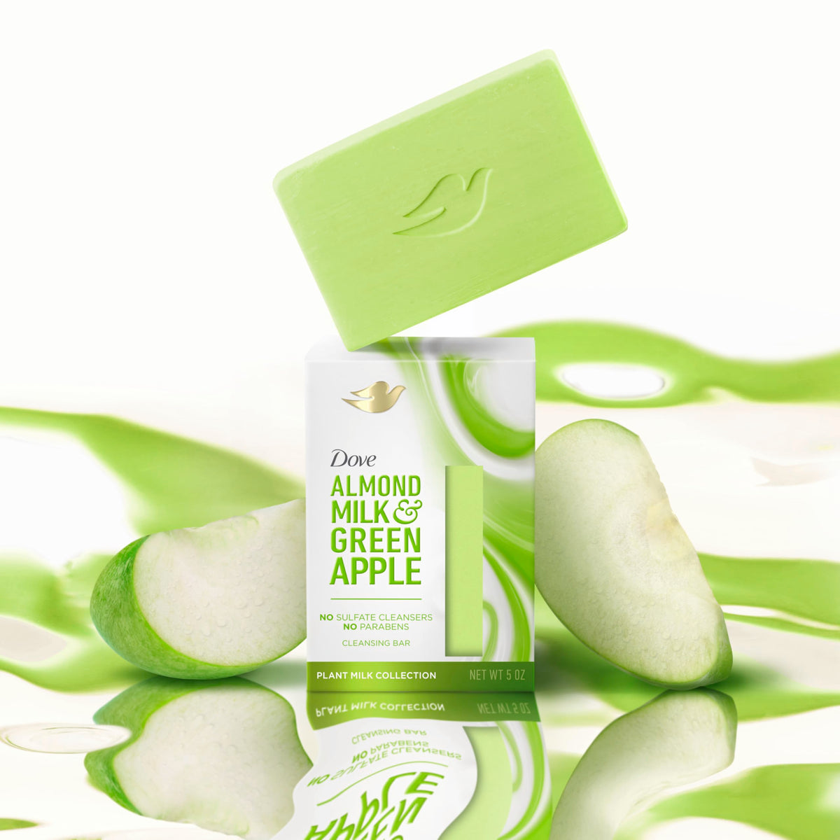 Dove plant milk bar next to hand for scale and travel-ready benefit