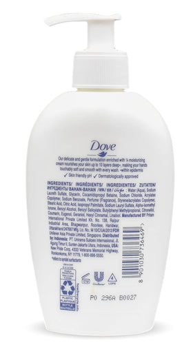 Dove bottle being used to refill a pump dispenser for convenience benefit