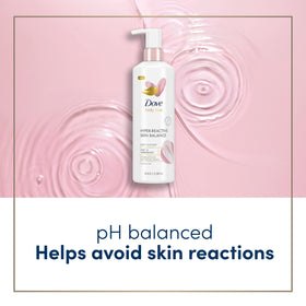Dove cleanser being dispensed into hand showing easy-use benefit