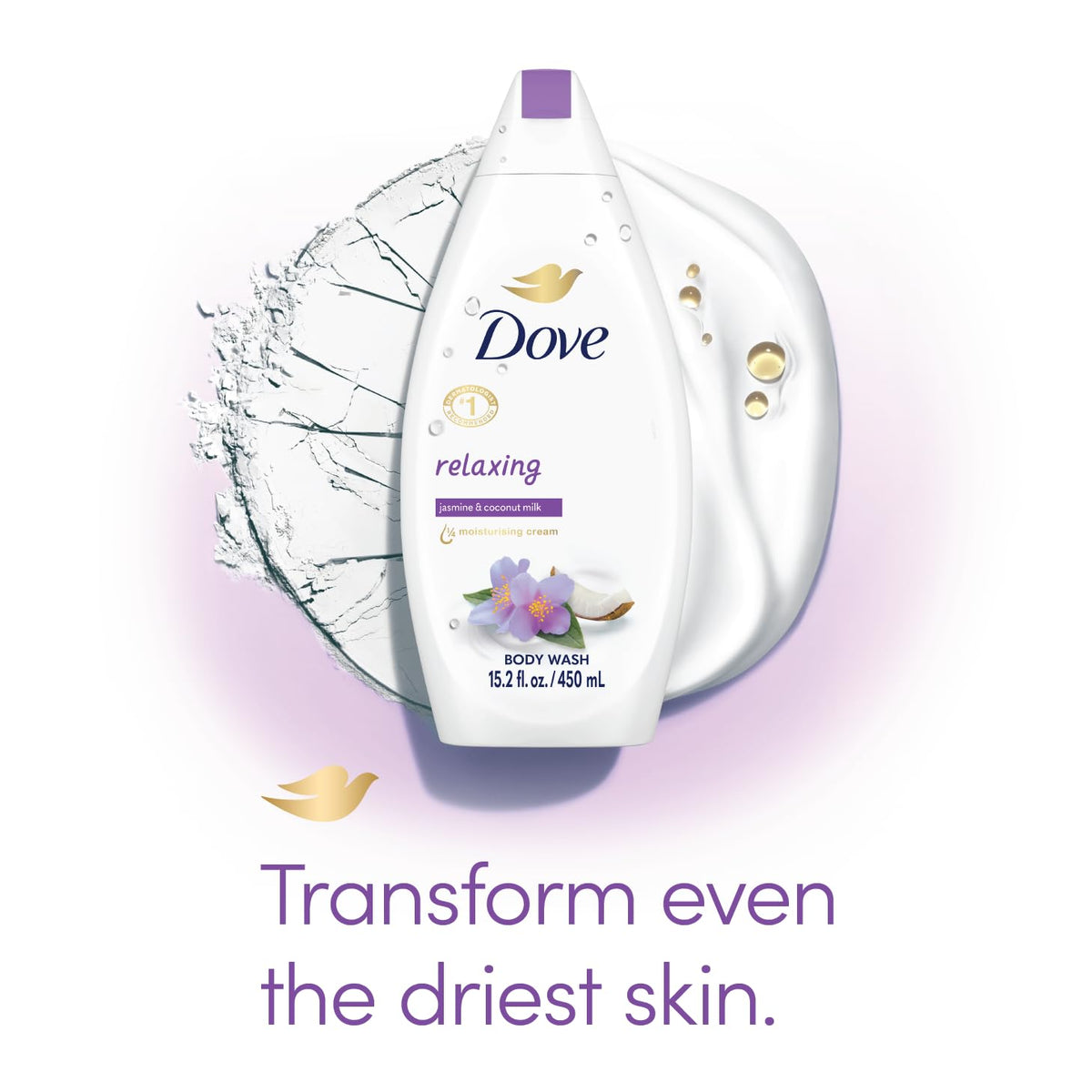 Dove creamy gel texture close-up showing moisturizing formula benefit