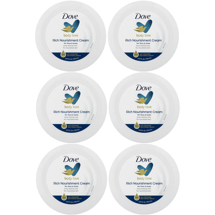 Dove front jar showing label and 5.07 fl oz size for quick identification and convenience
