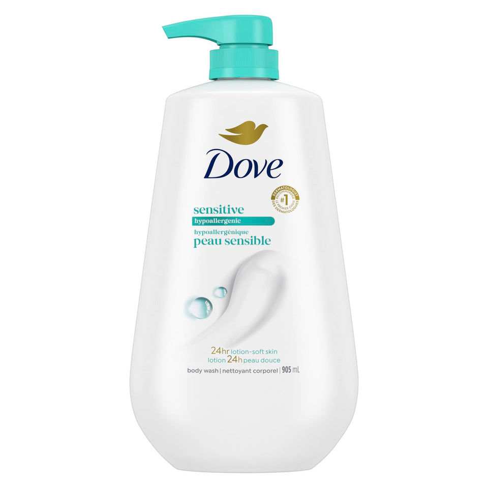 Dove bottle front packaging showing label and gentle care benefits