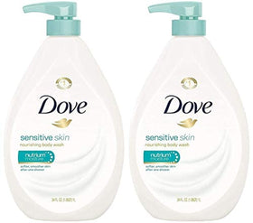 Dove pump bottle front view showing label and easy dispensing for convenience