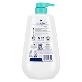 Dove pump dispensing body wash into hand for easy, controlled use