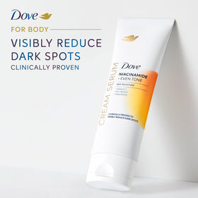 Dove serum applied on arm illustrating improved texture and reduced spots