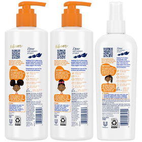 Dove shampoo and conditioner side view, showing bottle design and easy-pour benefit