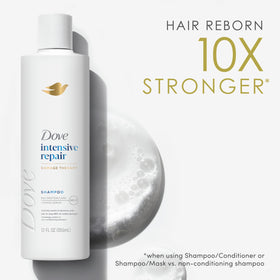 Dove intensive repair shampoo foam texture close-up shows rich conditioning benefit