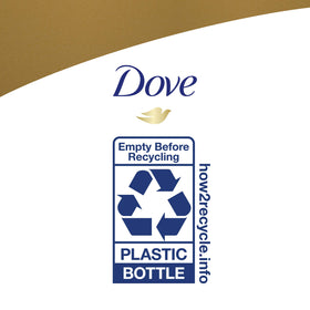22 fl oz Dove bottle next to hand for size comparison and practical use