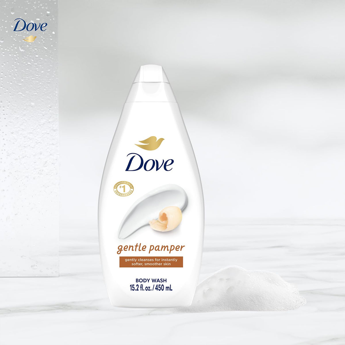 Dove bottle held in hand for size comparison and travel convenience