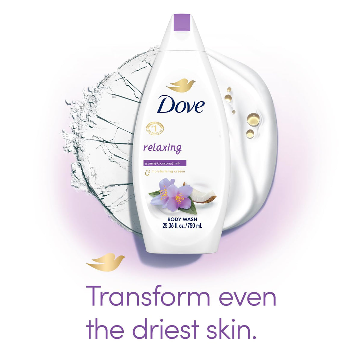 Creamy Dove body wash foam texture demonstrating rich lather and hydration benefit