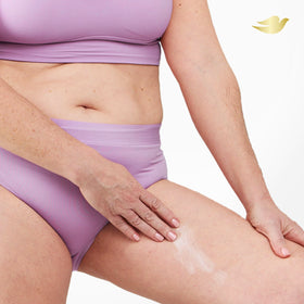 Dove Ultra Gentle on bathroom shelf lifestyle image supports routine comfort