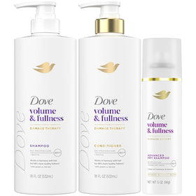 Dove front packaging showing set and fuller-hair benefit