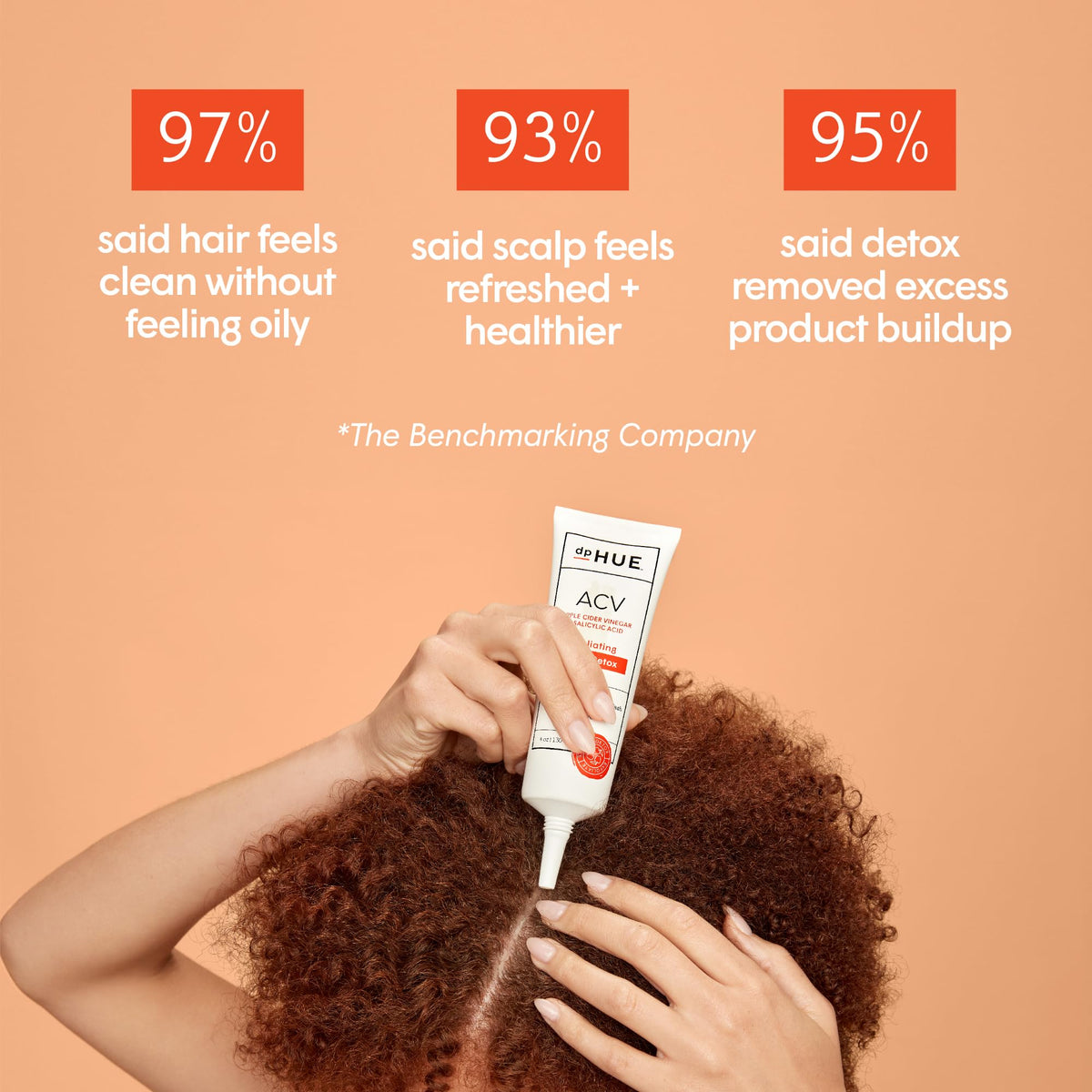 dpHUE being applied to dry hair at roots demonstrating pre-wash clarifying benefit