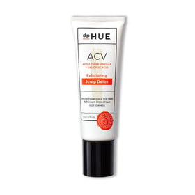 dpHUE bottle front packaging showing product and benefit of clarifying scalp