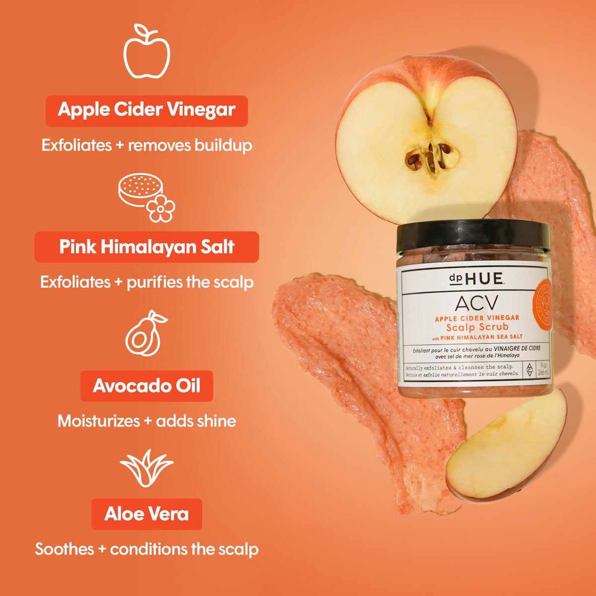 dpHUE scrub texture close-up revealing pink salt granules and creamy base that exfoliates