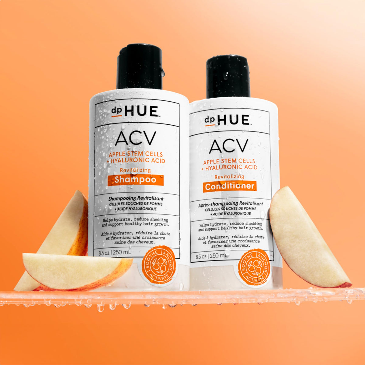 dpHUE shampoo lather texture showing gentle foam and hydration
