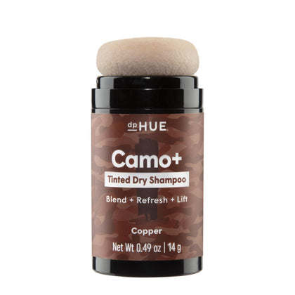 dpHUE front packaging of Camo+ Copper–Gray showing compact design and benefits