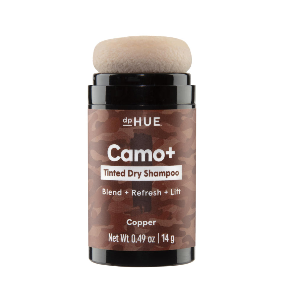 dpHUE front packaging of Camo+ Copper–Gray showing compact design and benefits