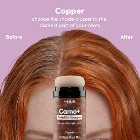 dpHUE puff applicator close-up highlighting precise root targeting and easy use