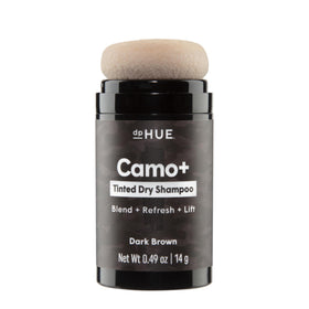 dpHUE front packaging showing compact tinted dry shampoo for easy touch-ups