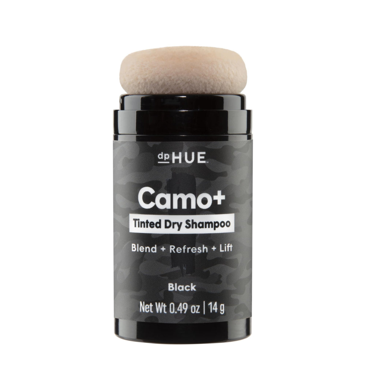 dpHUE Camo+ front packaging showing compact design and shade