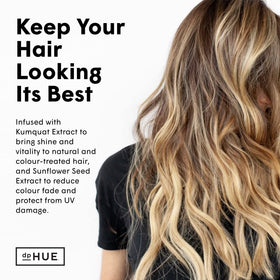 dpHUE bottle in shower setting showing in-routine color care benefit
