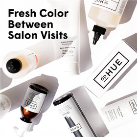 dpHUE on bathroom shelf in lifestyle setting suggesting daily color-care routine