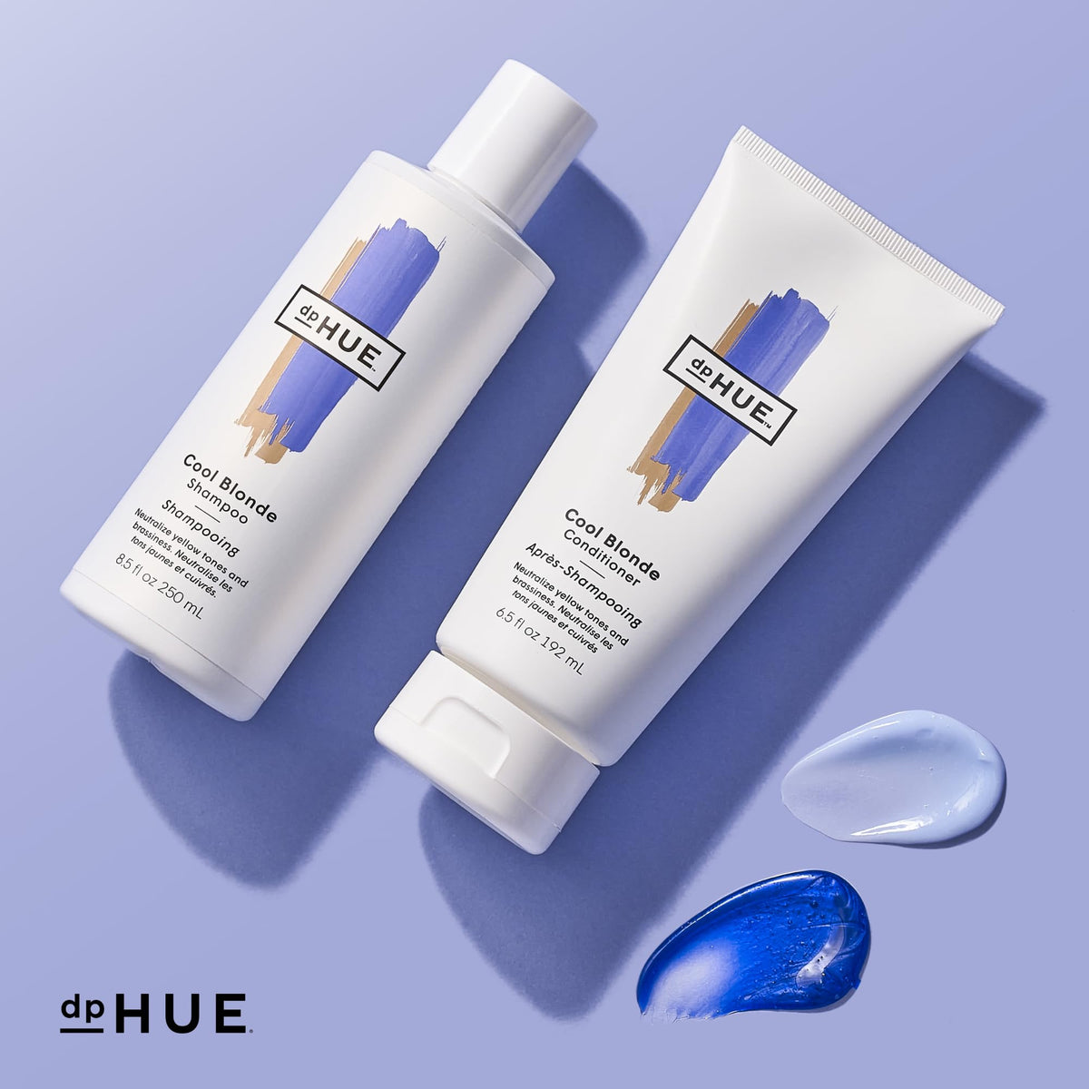 dpHUE bottle styled on bathroom shelf showing salon-grade aesthetic