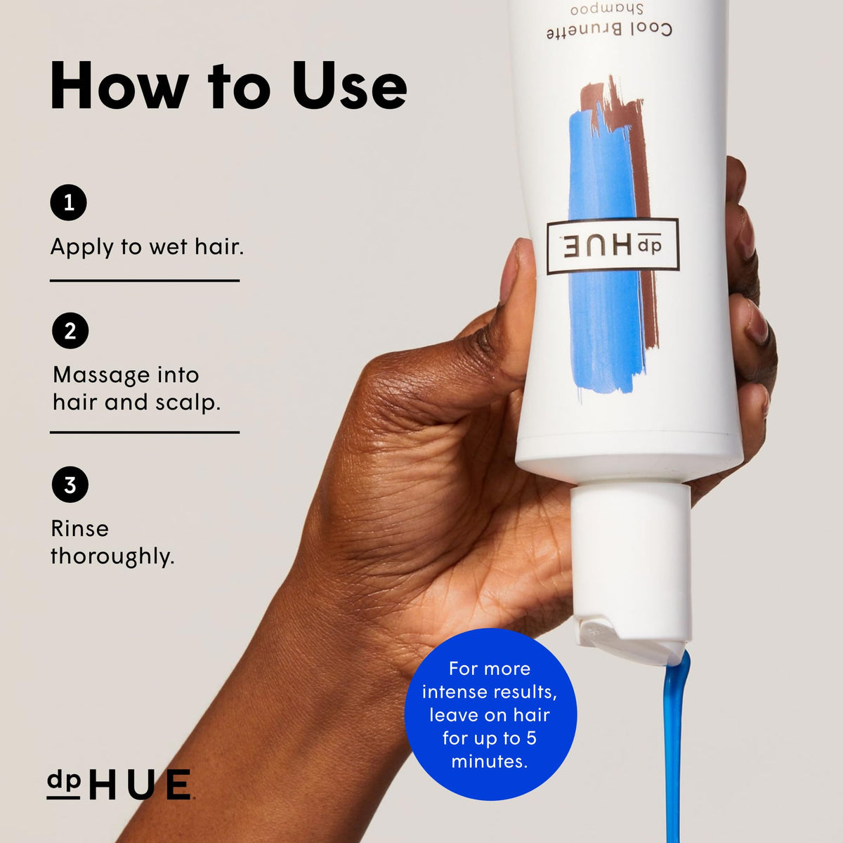 dpHUE bottle beside shower and towel in bathroom setting for at-home toning benefit