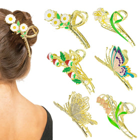DPWCVM front packaging showing six floral claw clips and gift-ready presentation benefit