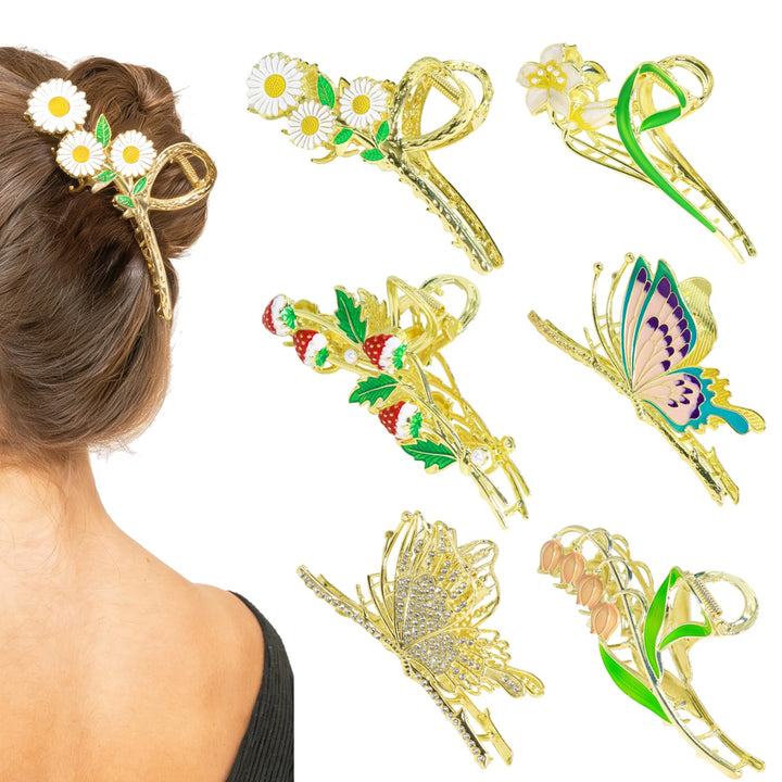 DPWCVM front packaging showing six floral claw clips and gift-ready presentation benefit