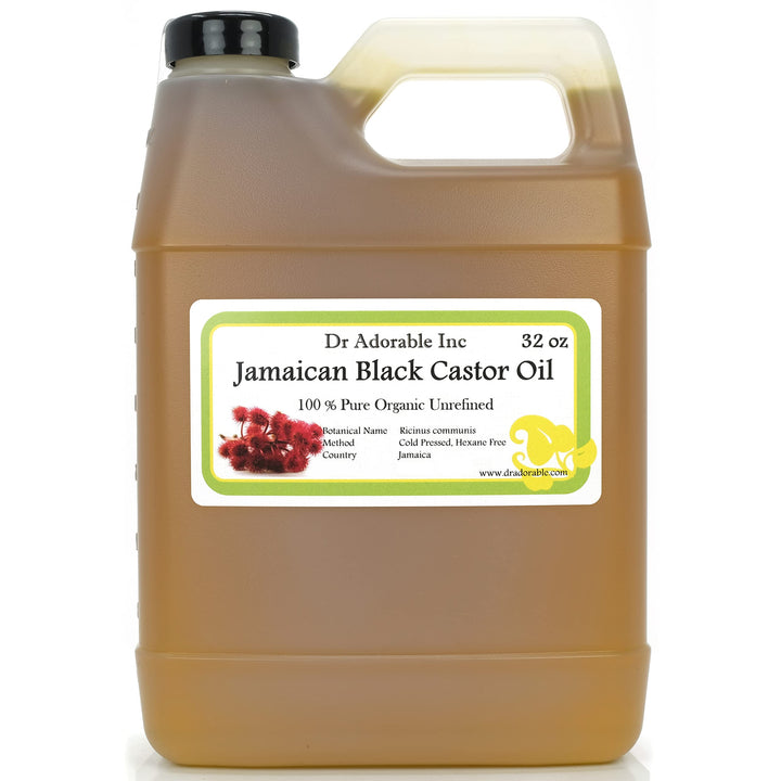 Dr Adorable front bottle 32 oz showing label and organic castor oil benefits