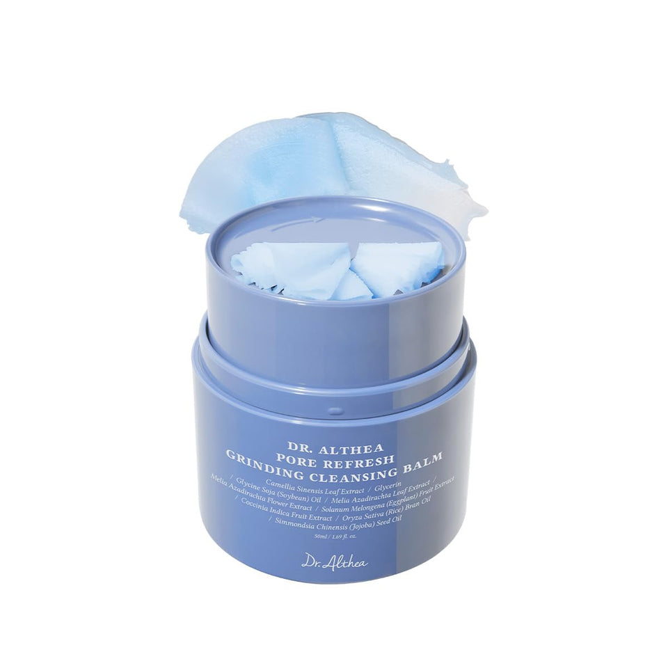 Dr.Althea front packaging of pore refresh cleansing balm highlighting hygienic design and travel convenience