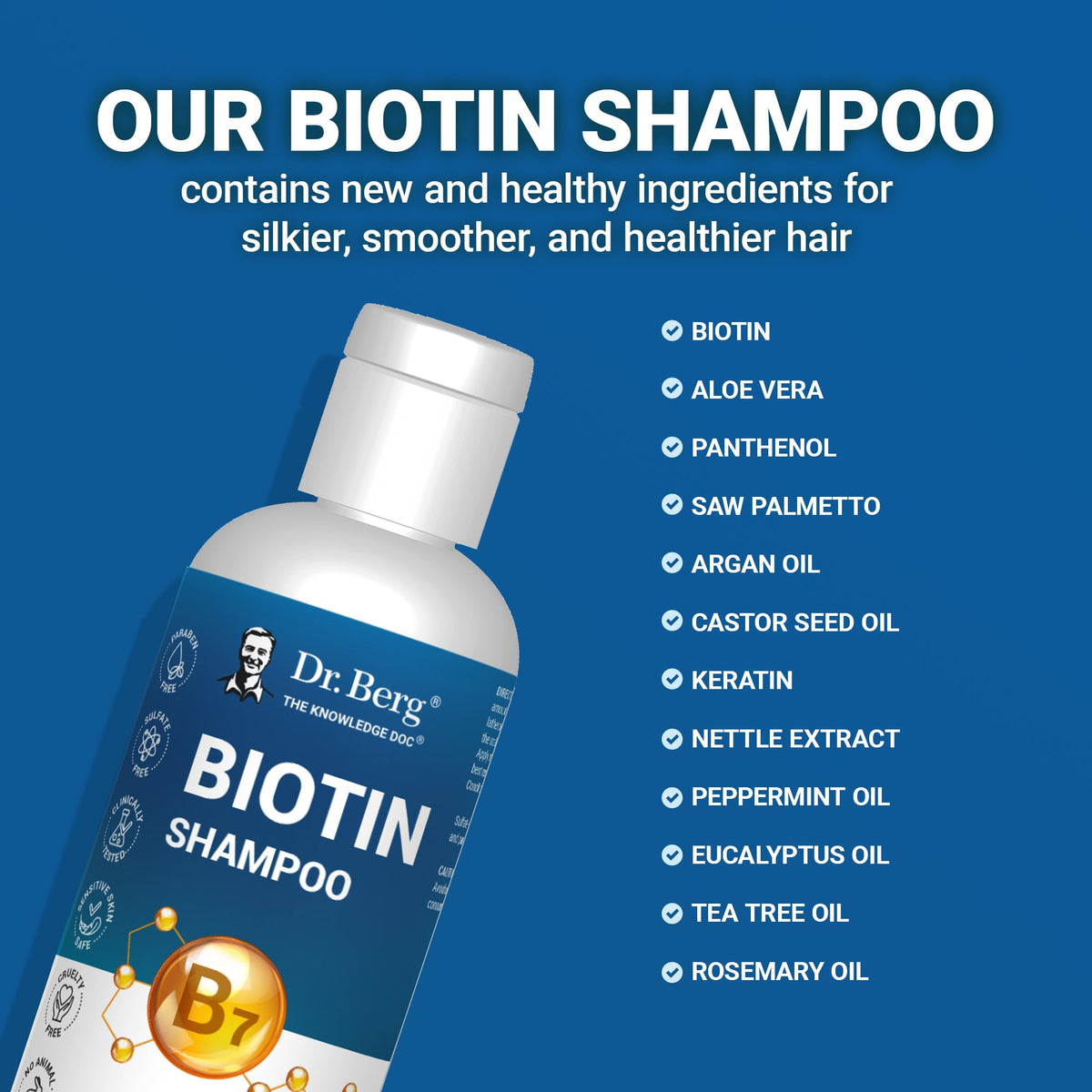 Dr. Berg Nutritionals shampoo lathering on wet hair showing improved manageability